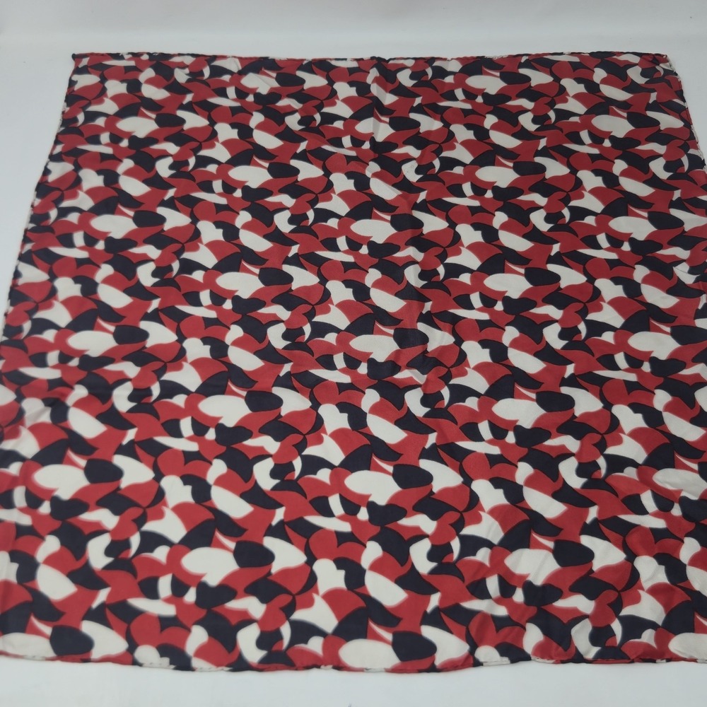 Vintage Silk Pocket Square Scarf 18x18 Hand Rolled Red Black White Camo Italy